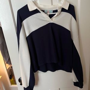 Navy blue and white cute top